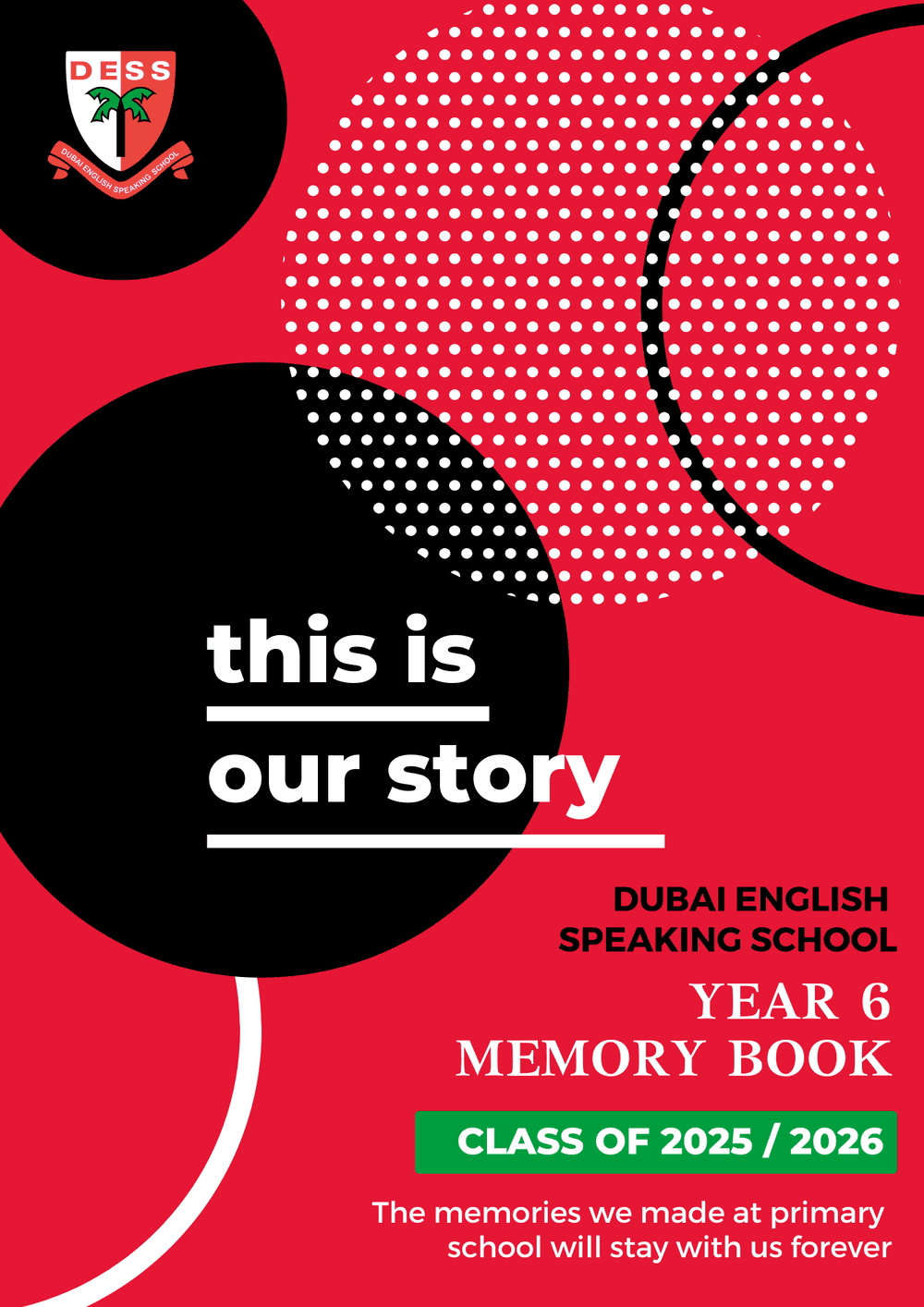 The cover, in the school’s colours